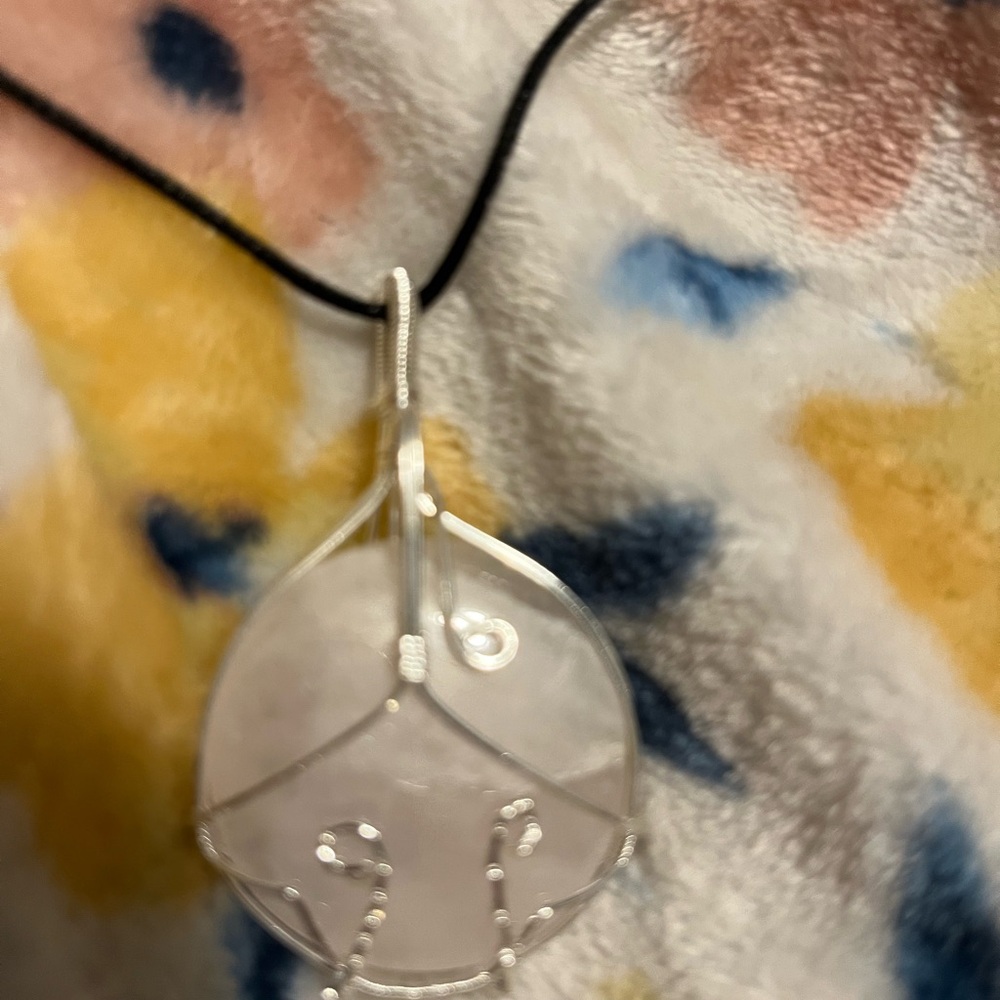 Pink Quartz Pendant Gemstone Necklace NIP